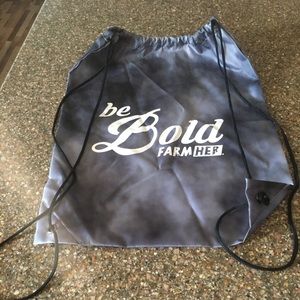 Be bold farmher grey white cloud abstract cinch drawstring bag tote backpack